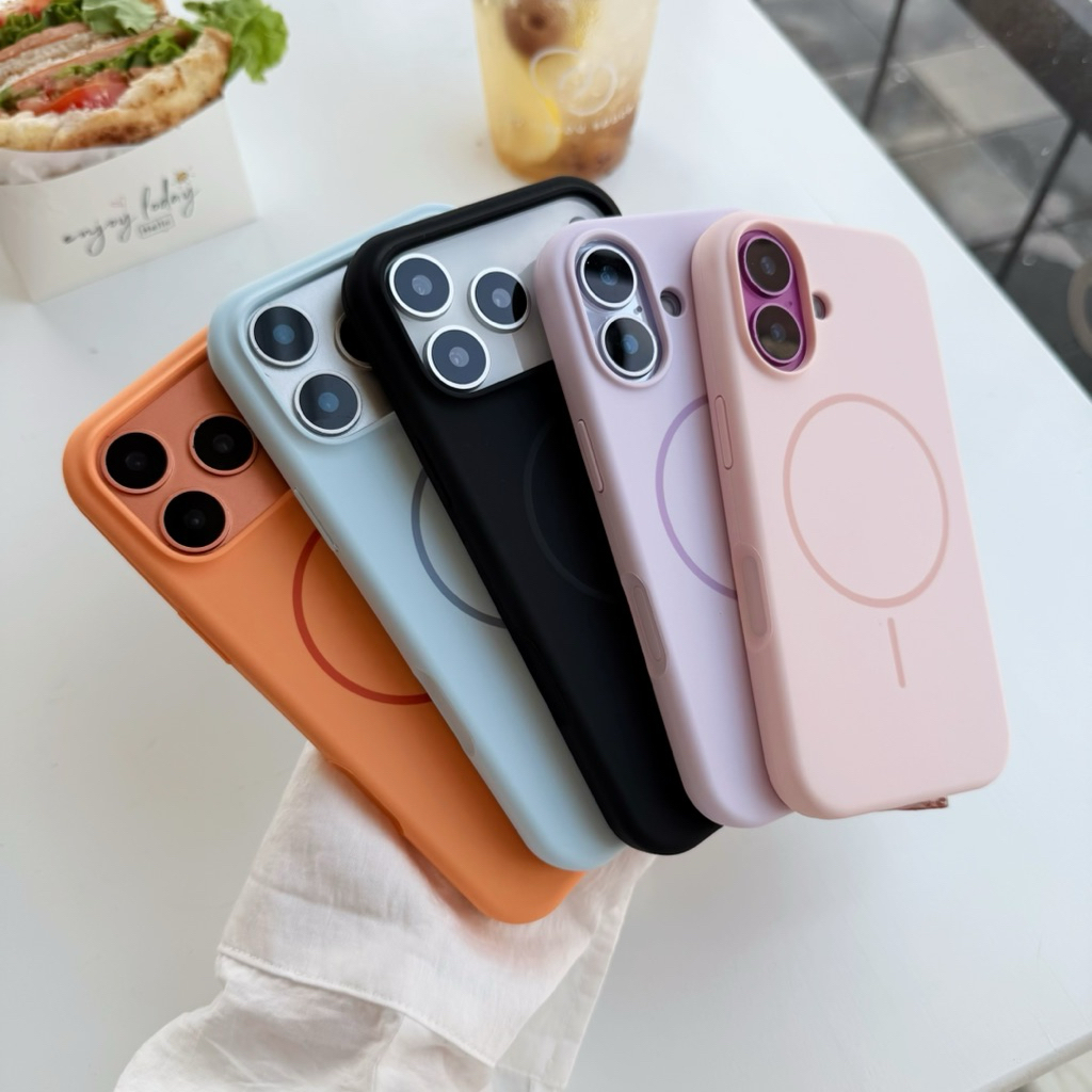 case 16 Pro max เคสซิลิโคน 17 เคสชาร์จได้ เคสสีพื้นชาร์จได้ งานกำมะหยี่ ไอโฟน 17promax 11'12'13'14'15'16'PRO'MAX 16plus