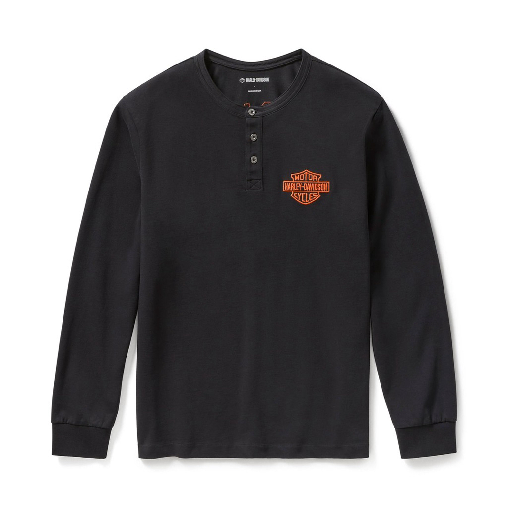 เสื้อยืดแขนยาว MEN'S RACER FONT HENLEY 96798-25VM