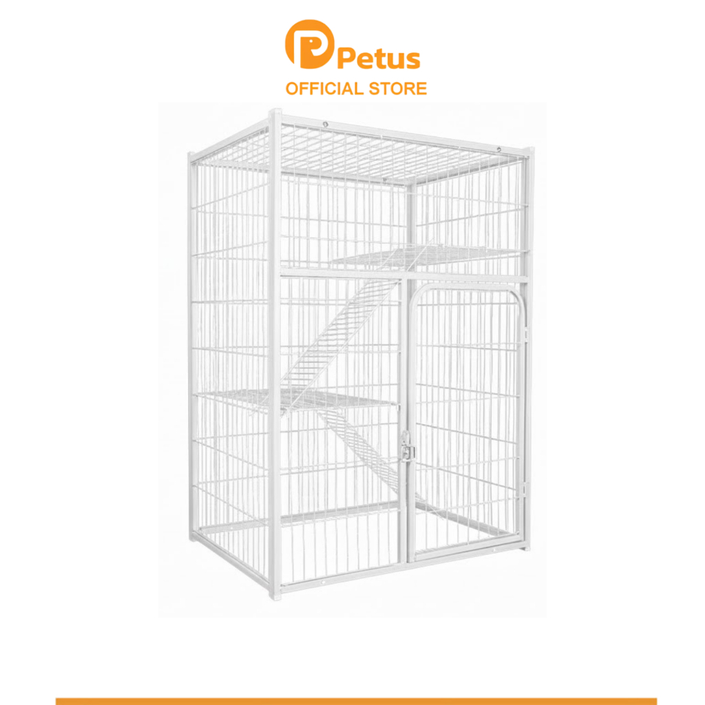 Petus กรงคอนโด กรงสัตว์เลี้ยง กรงแมวขนาดใหญ่ Cat Villa ซี่กรงห่าง 3ซม. แข็งแรง ทนทาน ขนาด 71x54x100c