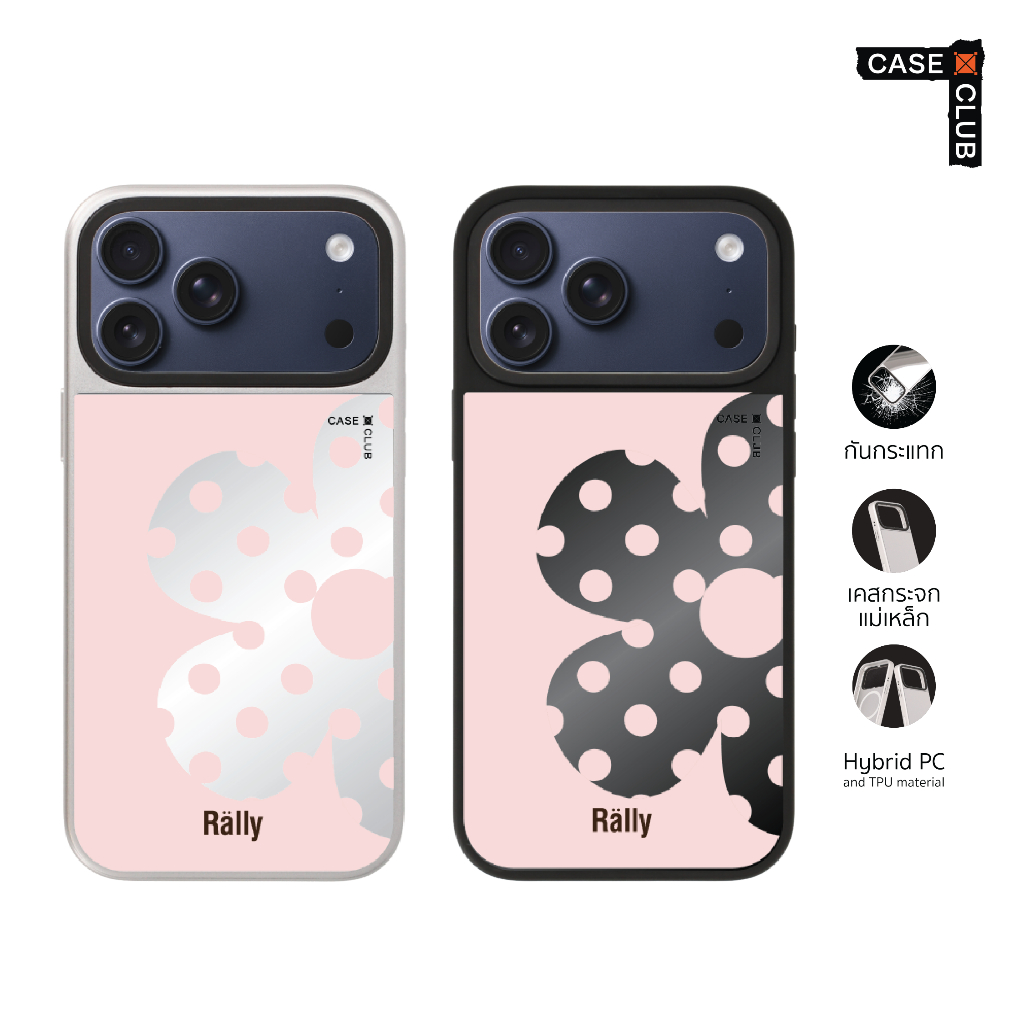 CaseClub เคสคลับ เคสไอโฟน เคสกระจก ลาย Rally Blush Bloom ดอกไม้ลายจุด สำหรับ i17 Pro Max/i17 Pro/i17 Air/i17