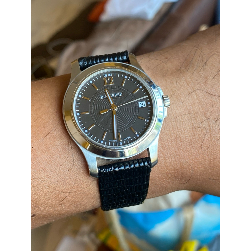 นาฬิกา Bucherer Advantage Swiss Made Men's 35mm Dress Watch Black Pattern