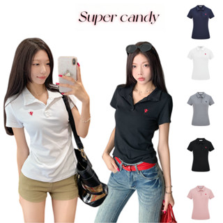 SuperCandy🌷เสื้อยืดคอโปโลแขนสั้น ออกแบบเรียบหรู สวมใส่ง่ายทุ…