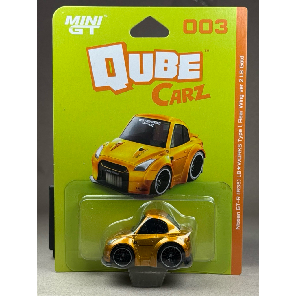🔹Nissan GT-R R35 LB★WORKS Type 1, Rear Wing ver 2 LB Gold Qube Carz Scale Q ยี่ห้อ Mini gt