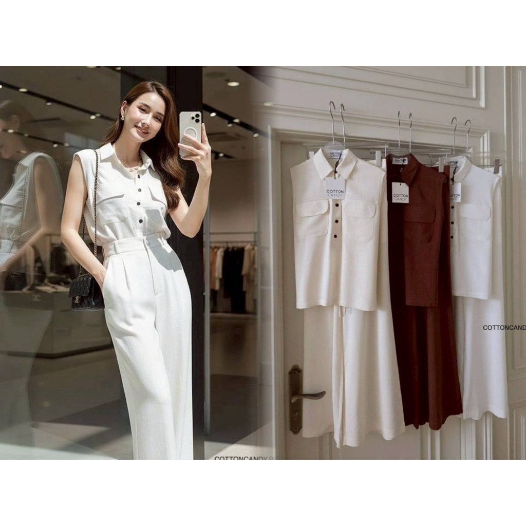 #Cotton Candy🍭 ชุดเซตขายาวผ้าลินินญี่ปุ่น New Cindy vintage set