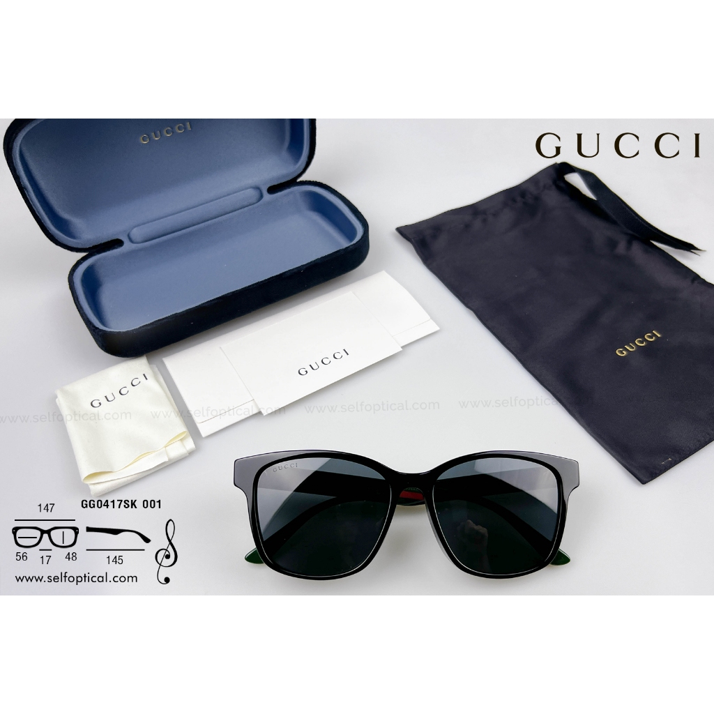 แว่นกันแดด GUCCI GG0417SK 001 Size 56 ของแท้ รับประกัน 2 ปี ศูนย์ไทย พร้อมบริการหลังการขาย