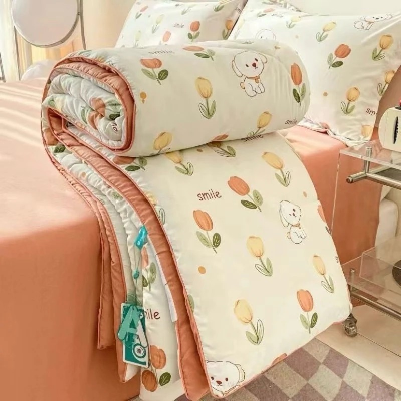 ผ้าห่มใยถั่วเหลือง ผ้าห่มห้องแอร์ งานพรีเมี่ยม มีกุ๊นขอบ ลายยอดนิยม