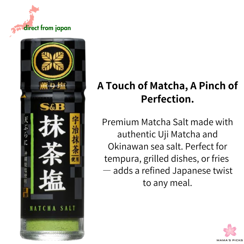 【Direct From Japan】S&B Matcha Salt – Uji Matcha & Okinawan Sea Salt – Perfect for Tempura & Fries
