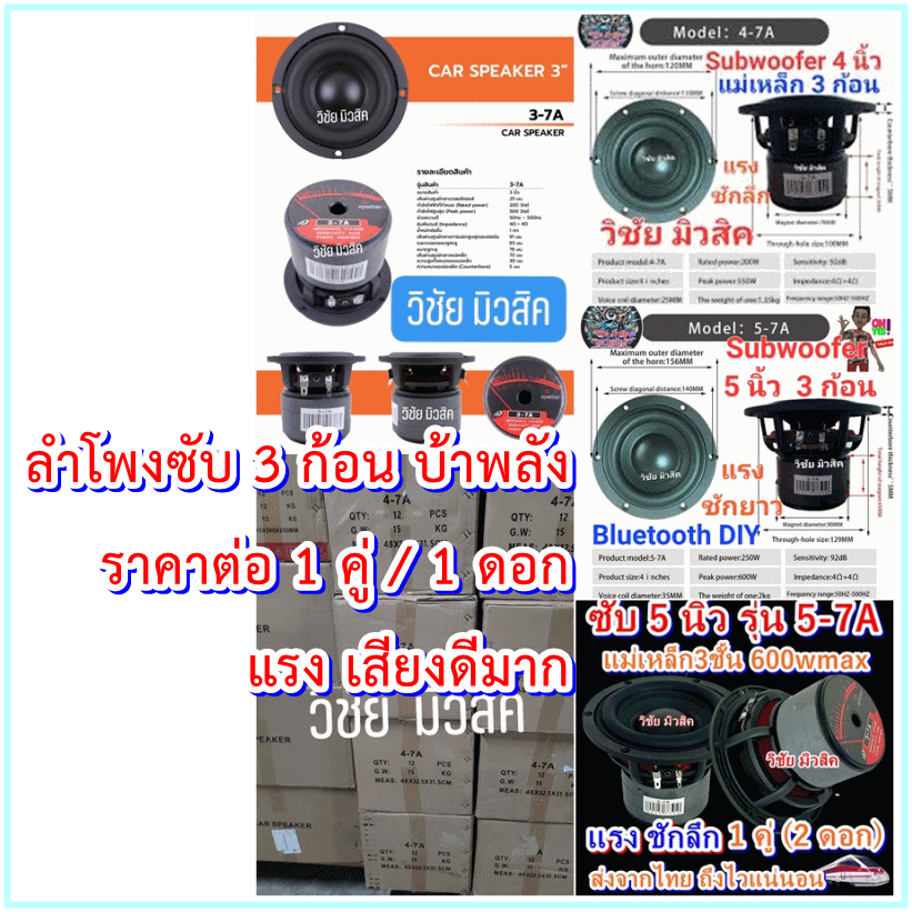 ลำโพงดอกซับ 3นิ้ว 4นิ้ว 5นิ้ว แม่เหล็ก3ชั้น บ้าพลัง สเปก90/15/3v35mm โครงหล่อ แรงชักลึก บลูทูธ DIY ราคา ถูกที่สุด ดีลบีเคเค แกลเลอรีภาพที่ 9
