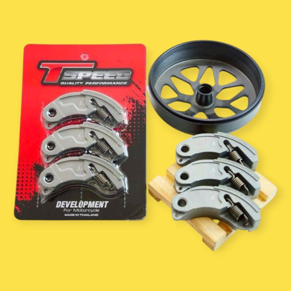 Tspeed ครัชคาร์บอน งานTspeed พร้อมกระโหลกครัชเจาะไล่เบา พร้อมสปริง สำหรับรถรุ่น หลีด จีออโน่ PCX160 