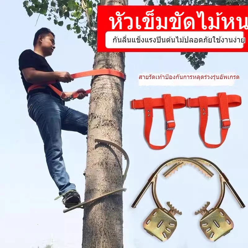 อุปกรณ์ปีนต้นไม้ อุปกรณ์ปีนเสาไม้ รองเท้าเดินป่า + เข็มขัดนิรภัย เข็มขัดปีนหน้าผา เข็มขัดนิรภัย ช่วงที่ปรับได้