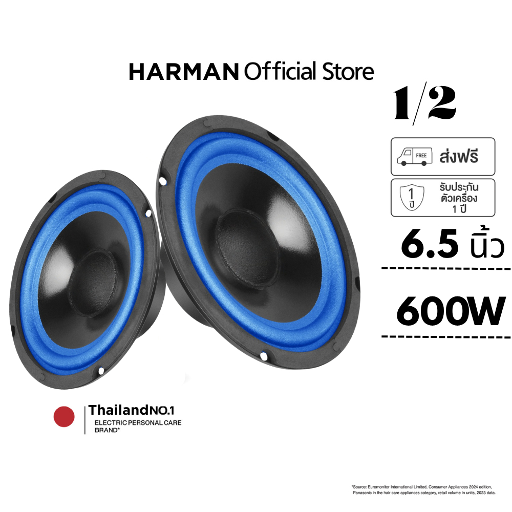 HARMAN speaker ลำโพง ลำโพงเสียงกลาง 6.5 นิ้ว SW-1302 แม่เหล็ก 70x15มม วอยซ์ 19.45มม 4 โอห์ม ลำโพงติดรถยนต์ Midrange