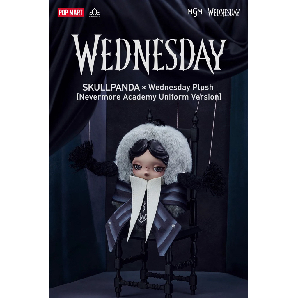 พร้อมส่งในไทย🇹🇭 SKULLPANDA × Wednesday Plush（Nevermore Academy Uniform Version）