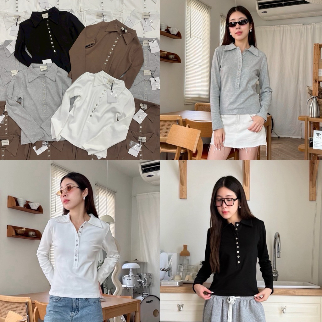 💫พร้อมส่ง💫Soul long stave • เสื้อแขนยาวคอปก ดีเทลกระดุมเรียงหน้า ทรงสวยเข้ารูป ผ้านุ่มยืดหยุ่นได้ ใส่สบาย ทรงเบสิค