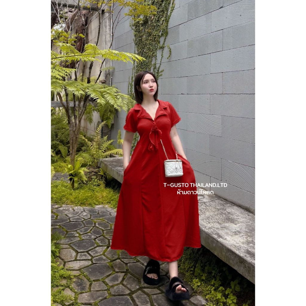 (โปรเดือน 5.5.) H21รุ่นใหม่!!เดรสยาวคอปกแต่งกุหลาบ-สาวมินิ ลูกคุณหนู ราคา ถูกที่สุด ดีลบีเคเค แกลเลอรีภาพที่ 7