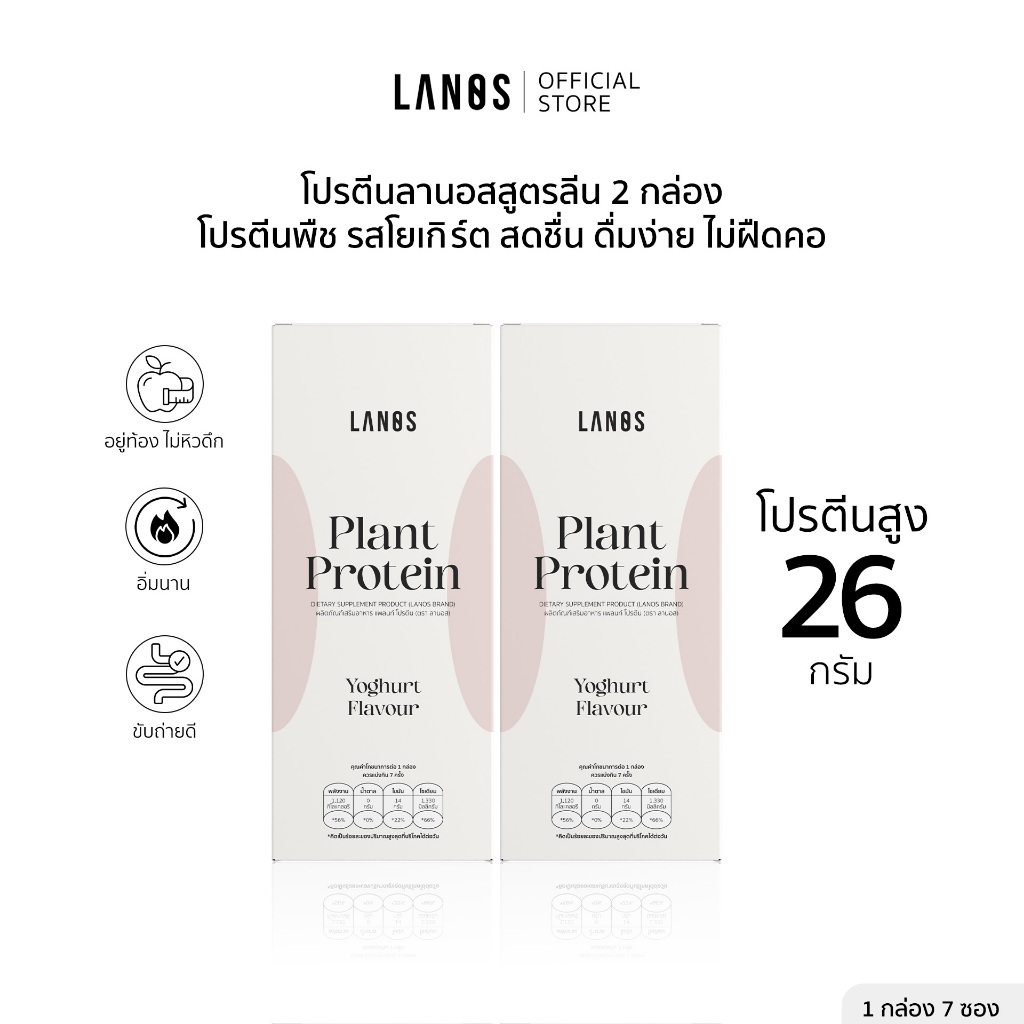 (2 กล่อง) Lanos Plant Protein Yogert Flavour  โปรตีนลานอส