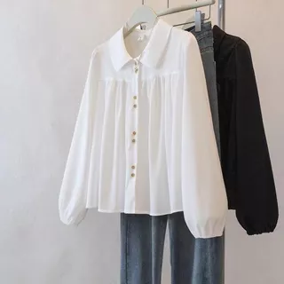 LUNA~สีทึบ ประกบ แขนยาว เสื้อเชิ้ต เวอร์ชั่นเกาหลี รุ่นใหม่ แฟชั่น
