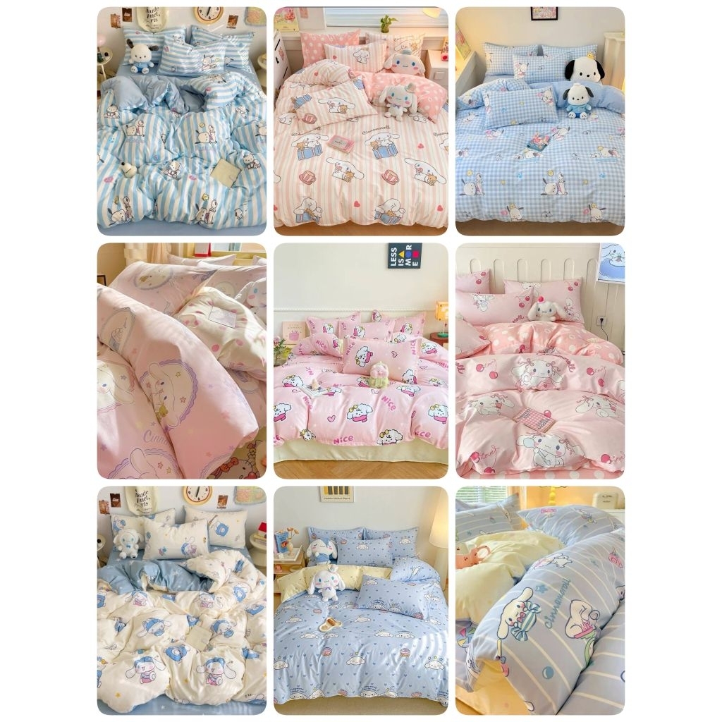 (6ลาย)#ชินนามอน #โทนฟ้า #โทนชมพู#ส่งไว #ผ้าปูที่นอนพร้อมผ้านวมครบชุดหกชิ้น มีครบทุกขนาด 3/3.5/5/6 ฟุต