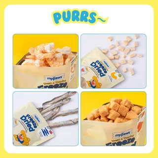 [ราคาส่ง] Purrs (My Paws) ขนมแมว Freeze-Dried ขนมสัตว์เลี้ยง ฟรีสดราย Treat & Topping ไม่เติมเกลือ เกรดคนทาน 6 ถุง