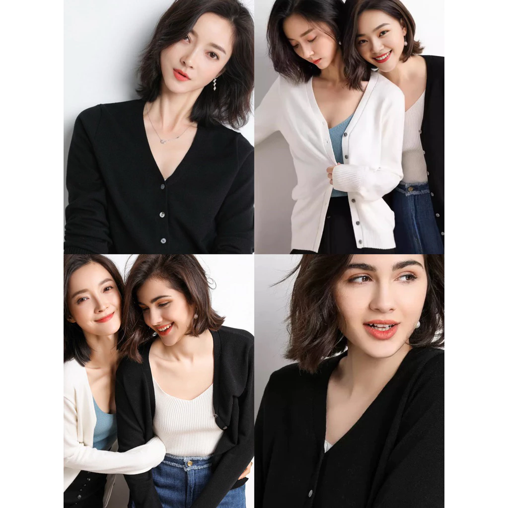CHERISH (V: คอวี) มีไซส์ ส่งด่วน คาร์ดิแกน แขนยาว เสื้อคลุมไหมพรม กันหนาว คอวี ผู้ชาย ผู้หญิง สาวอวบใส่ได้