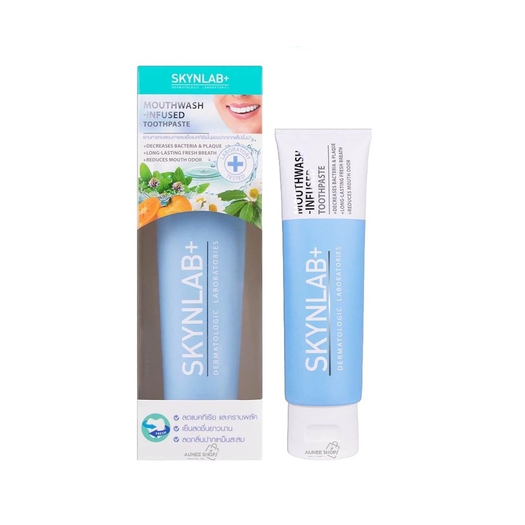 SKYNLAB ยาสีฟันเข้มข้น ยาสีฟันสูตรใหม่ เย็น สดชื่น 160 กรัม (ยาสีฟันสีฟ้า)