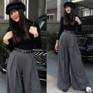 Dobbii Pants กางเกงกระบอกใหญ่ไซส์ XS - 4XL #ผ้าทอลาย Queen.