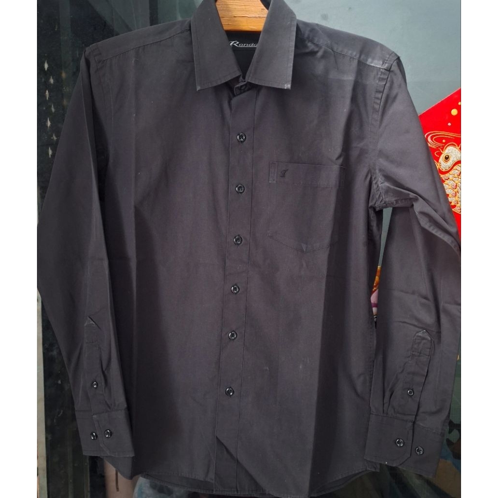 เสื้อเชิ้ตแขนยาว-สีดำ-ทรงตรง แบรนด์ Rondo และ Big Bell (ไซส์ M)