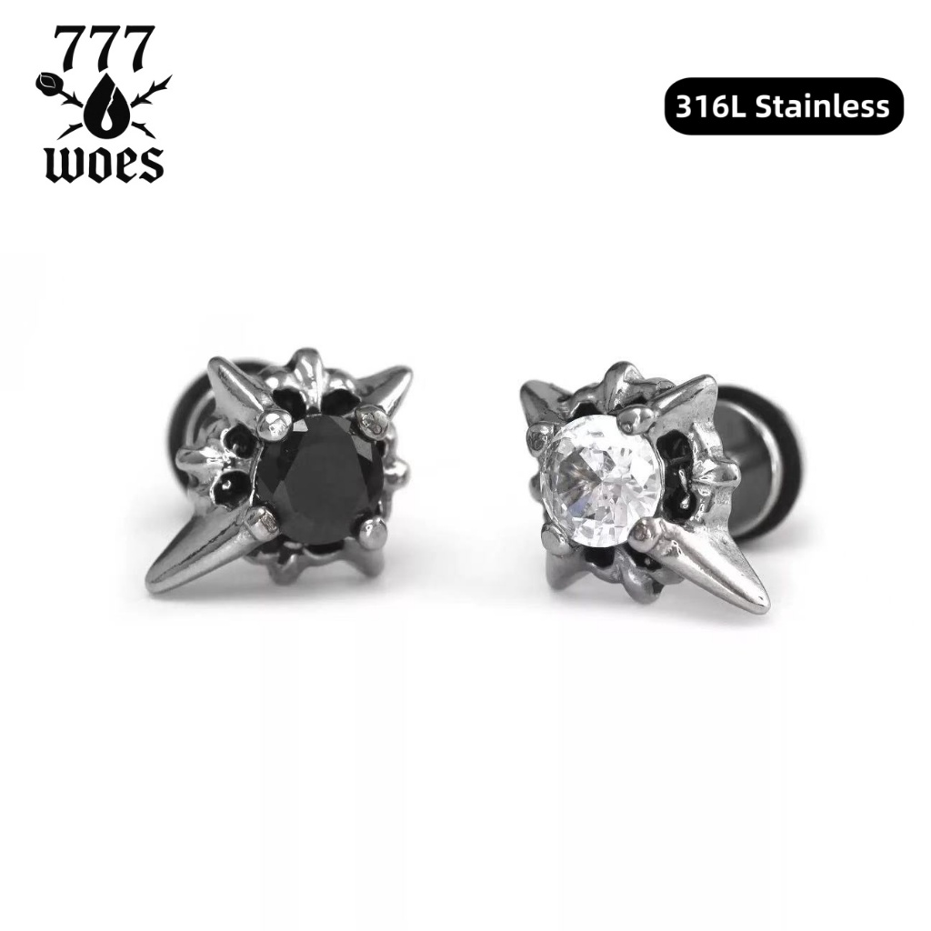 316Lเกรดแพทย์สแตนเลสฐานแบนต่างหูดาวหกแฉกเพชรCZลายดาวเหนือและไม้กางเขนหรูหราแวววาวไม่แพ้เงางามทนทาน