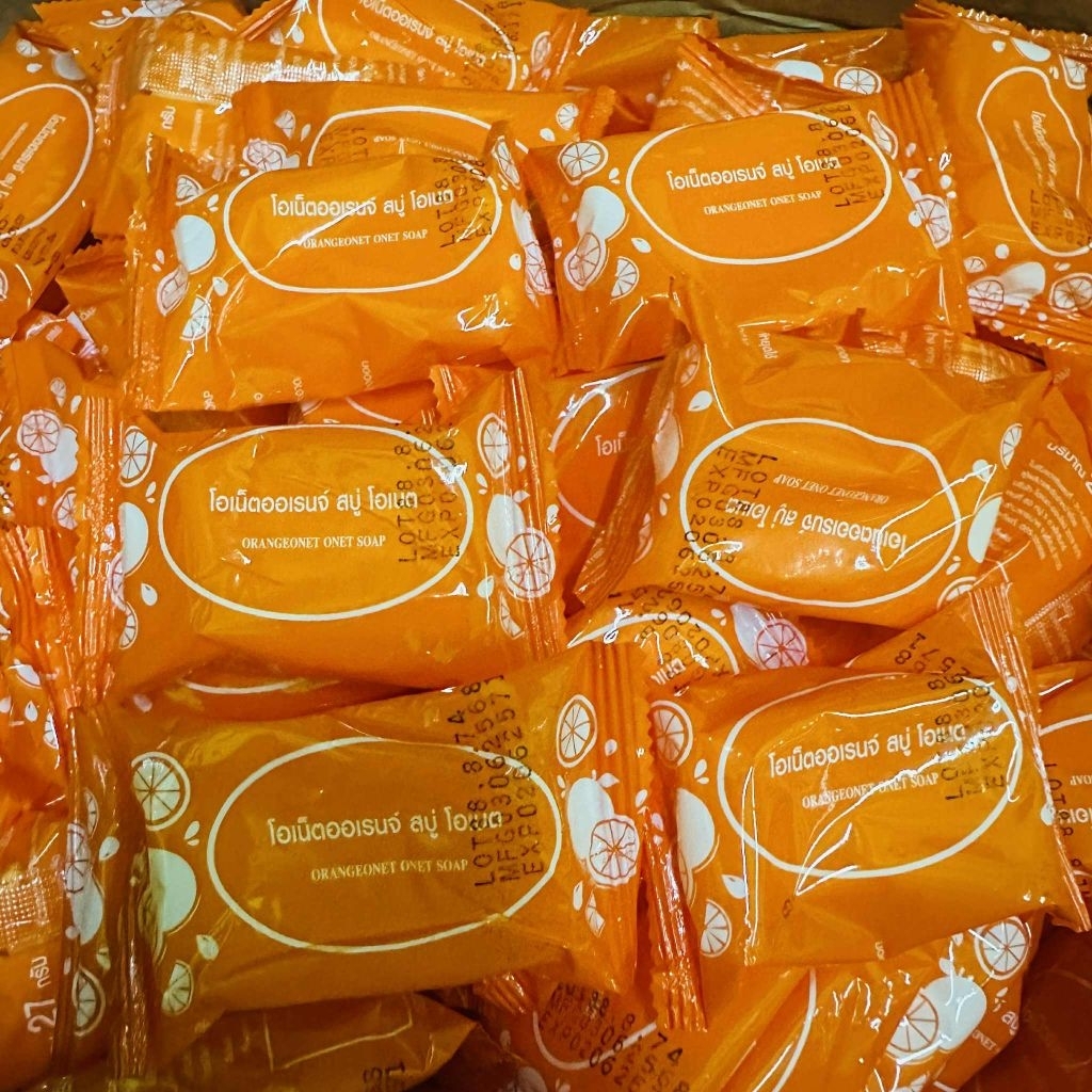 1 ก้อน สบู่ โอเน็ต ส้ม สิว ฝ้า กระ ผื่นคัน ใช้ดี หอม orange soap Onet 27g itchy wrinkle acne