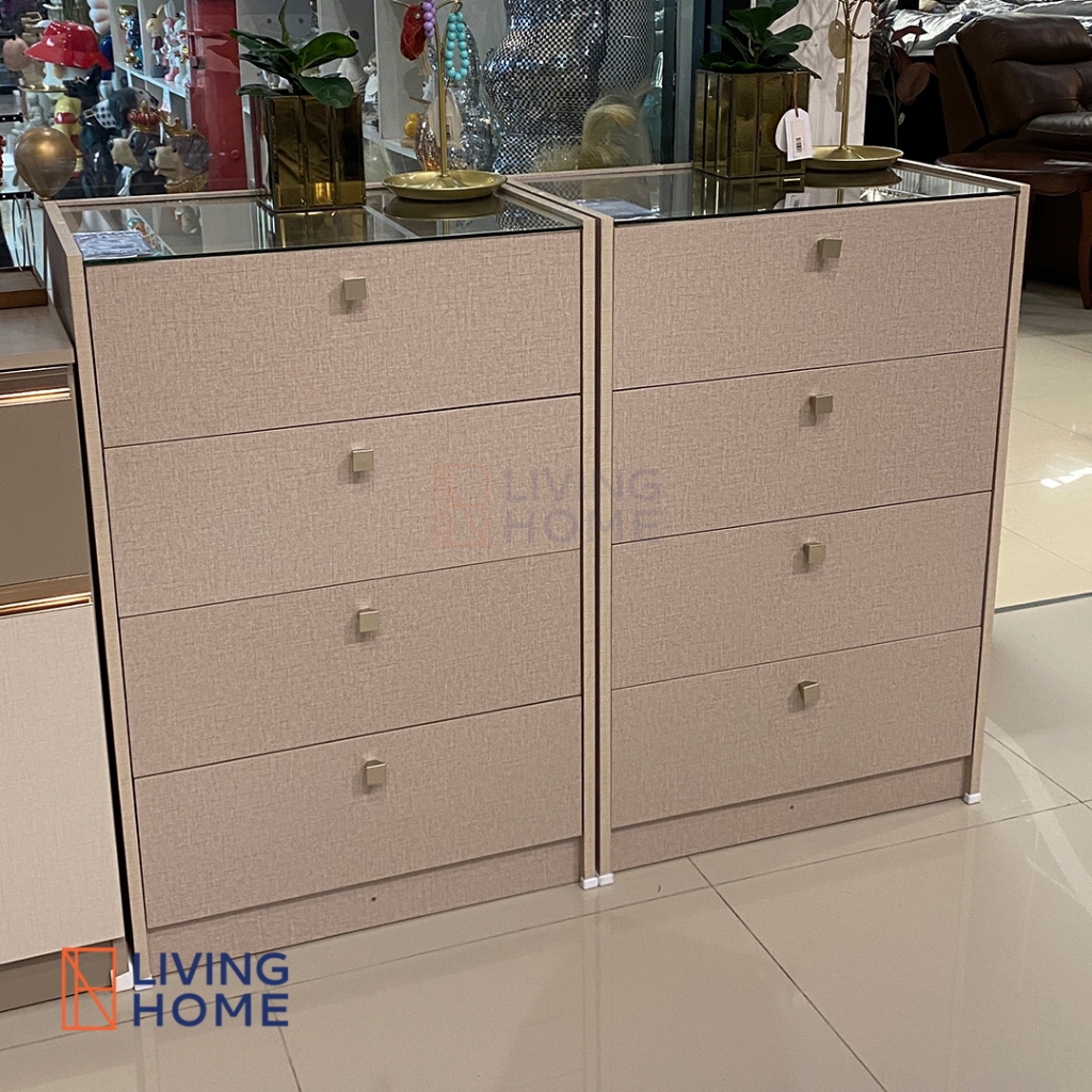 ตู้ลิ้นชัก 4 ลิ้นชัก ขนาด 60x40x90 ซม. รุ่น Rayna (เรย์น่า) สีครีม , สีเทา | Livinghome Furniture Mall.