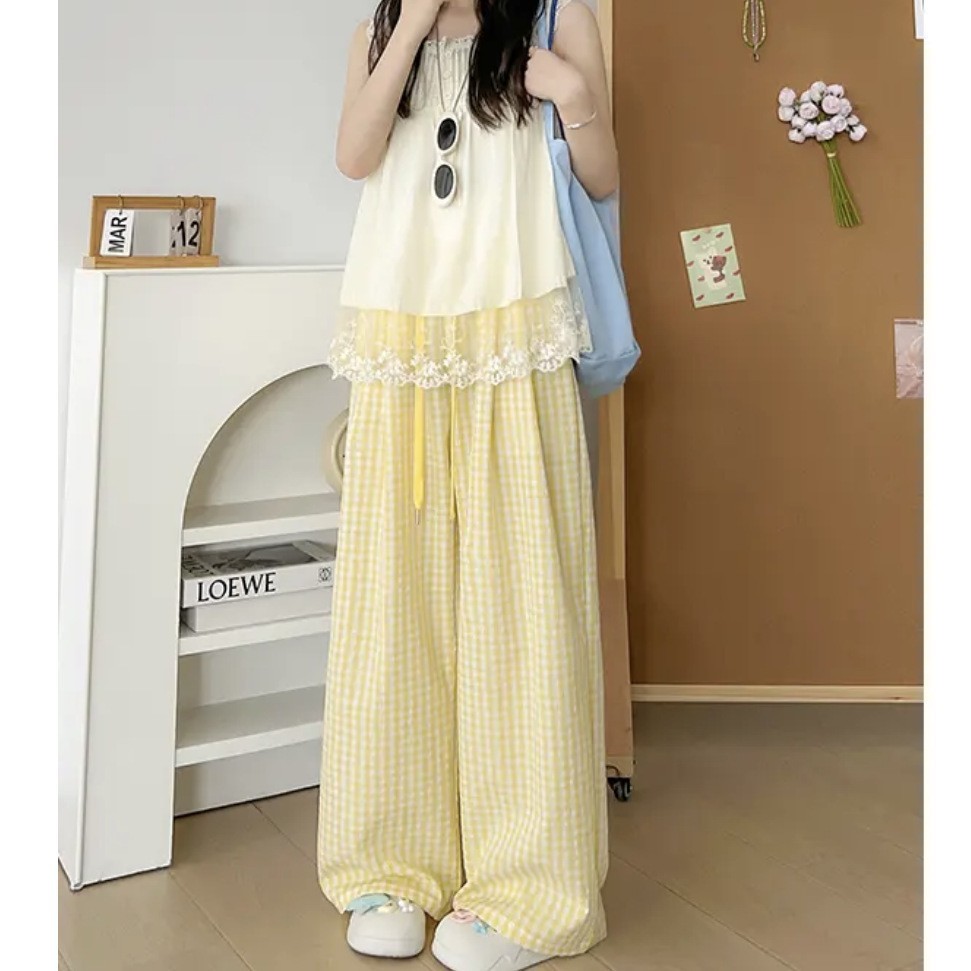 (พร้อมส่งจากไทย) กางเกงขายาวขนาดใหญ่ ผ้าไหมน้ำแข็ง เป็นผ้านุ่ม ขากระบอกใหญ่ ยืดได้เยอะ เอวก่อนยืด 24 ยืดได้ถึง 30 - รูปที่ 3