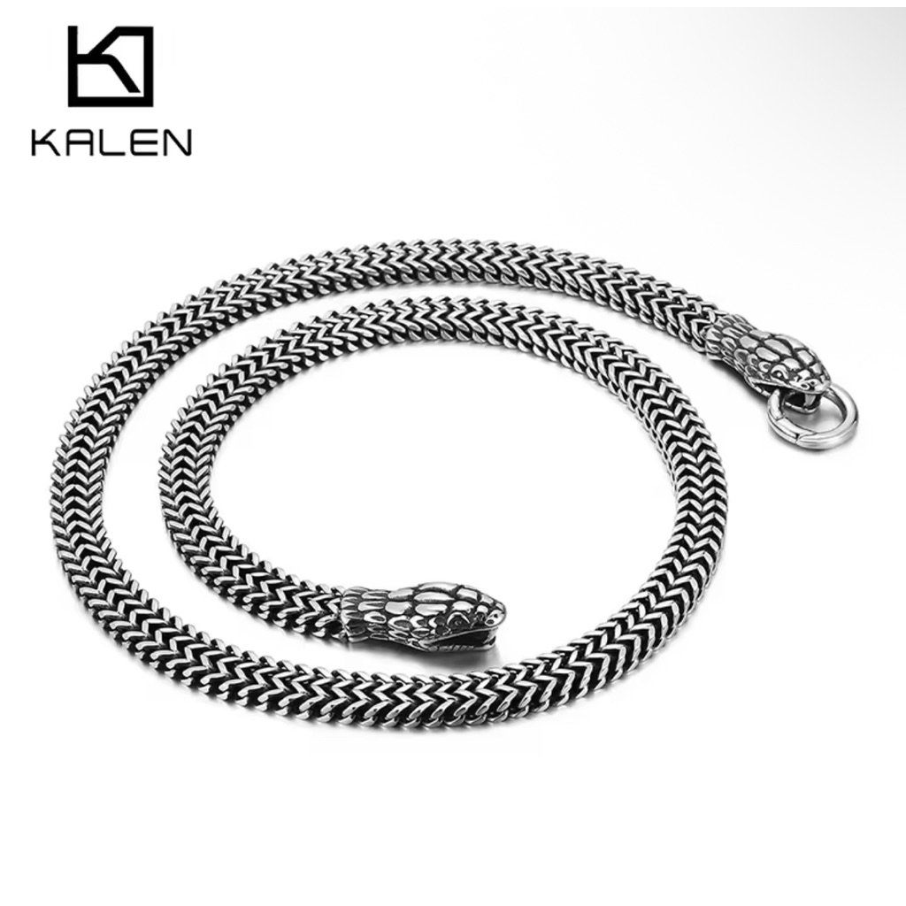 Kalen Punk Snake Braided สร้อยคอแนวโน้มโลหะสแตนเลส60ซม.อุปกรณ์เสริมผู้ชายเครื่องประดับ