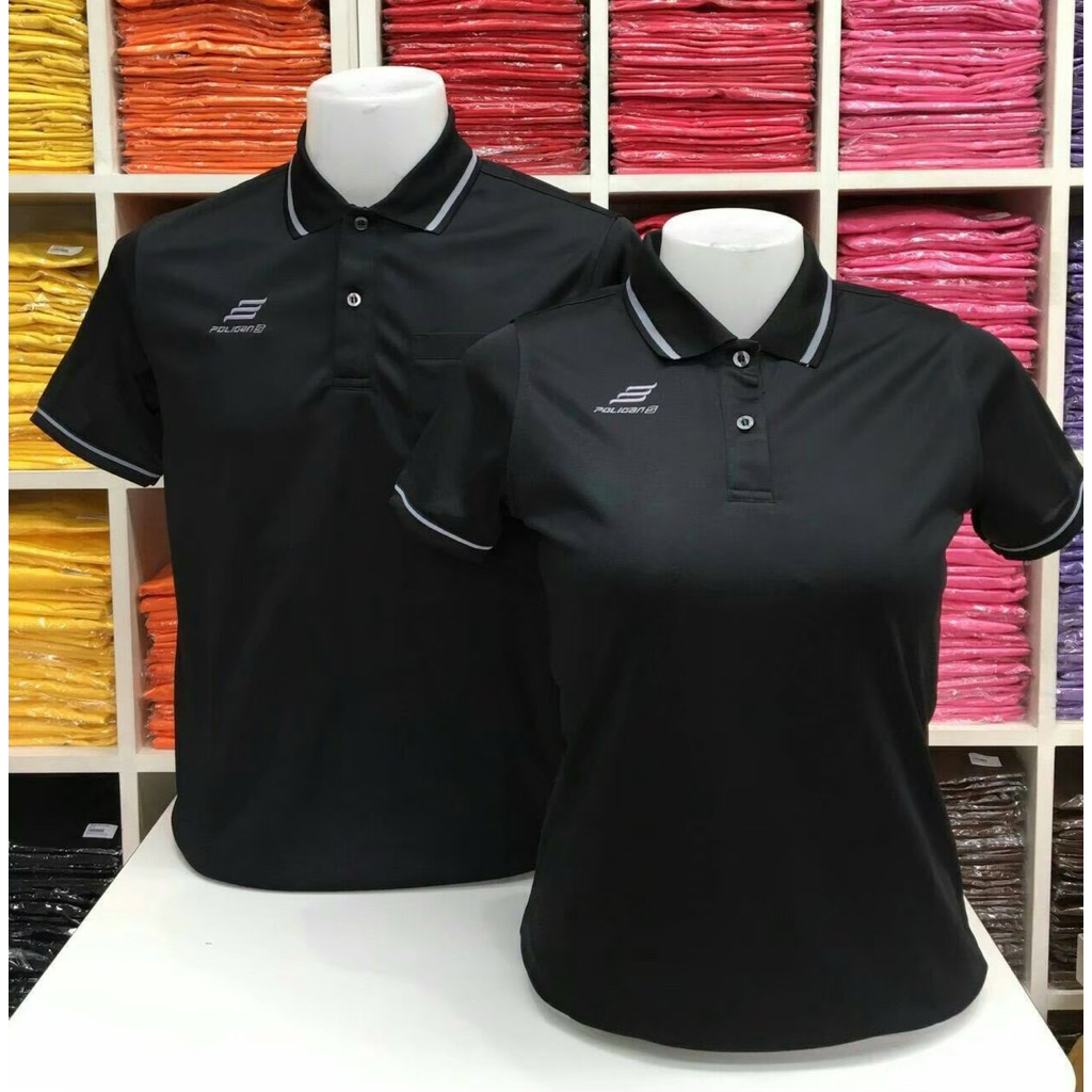 POLIGAN PS001 ชาย เสื้อโปโลสีล้วนปกแต่ง