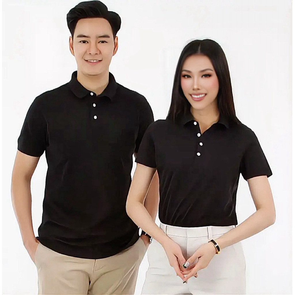 เสื้อโปโลสีดำไซร์หญิงชาย