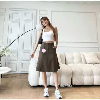 Ava Skirt กระโปรงยาวผู้หญิงเอวสูงรุ่น Ava (เอว่า) ความยาว 22 นิ้ว เนื้อผ้าป็อกกี้