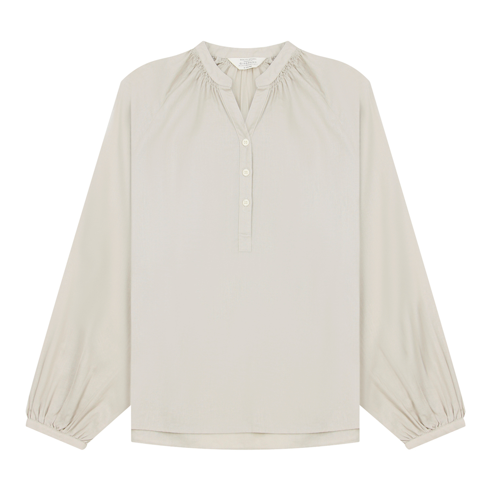 GIORDANO เสื้อเชิ้ตแขนยาว ผู้หญิง Women's Linen Shirt 05344228