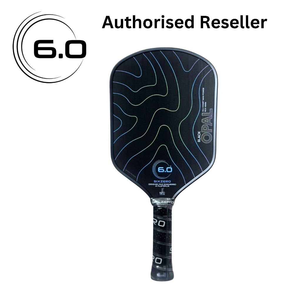 SIX ZERO  6.0 Pickleball Paddle 14mm BLACK OPAL 14mm - Next Gen Technology