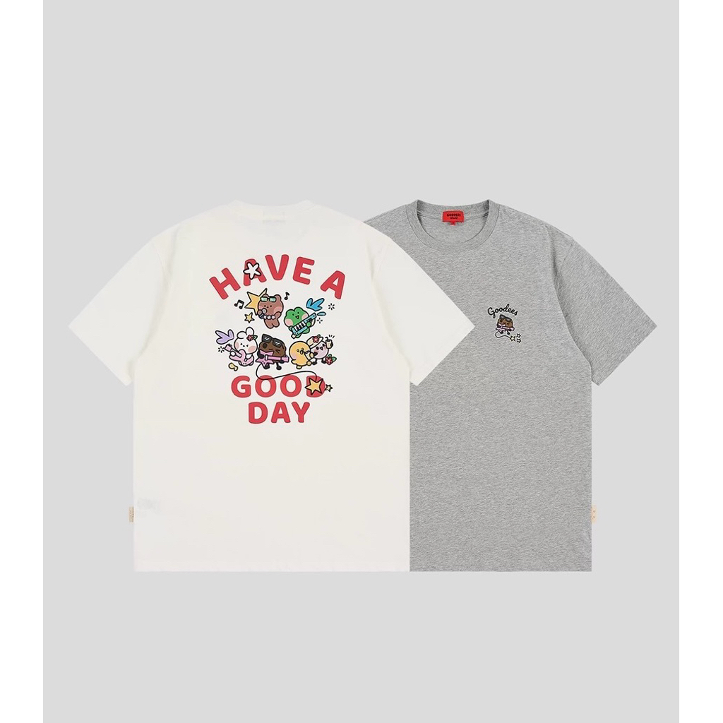 (สอบถามเช็กสต๊อกก่อนสั่งซื้อ) GOODBAI GOODEES × minini เสื้อยืดแขนสั้นทรงหลวม ลายพิมพ์วงดนตรีด้านหลัง