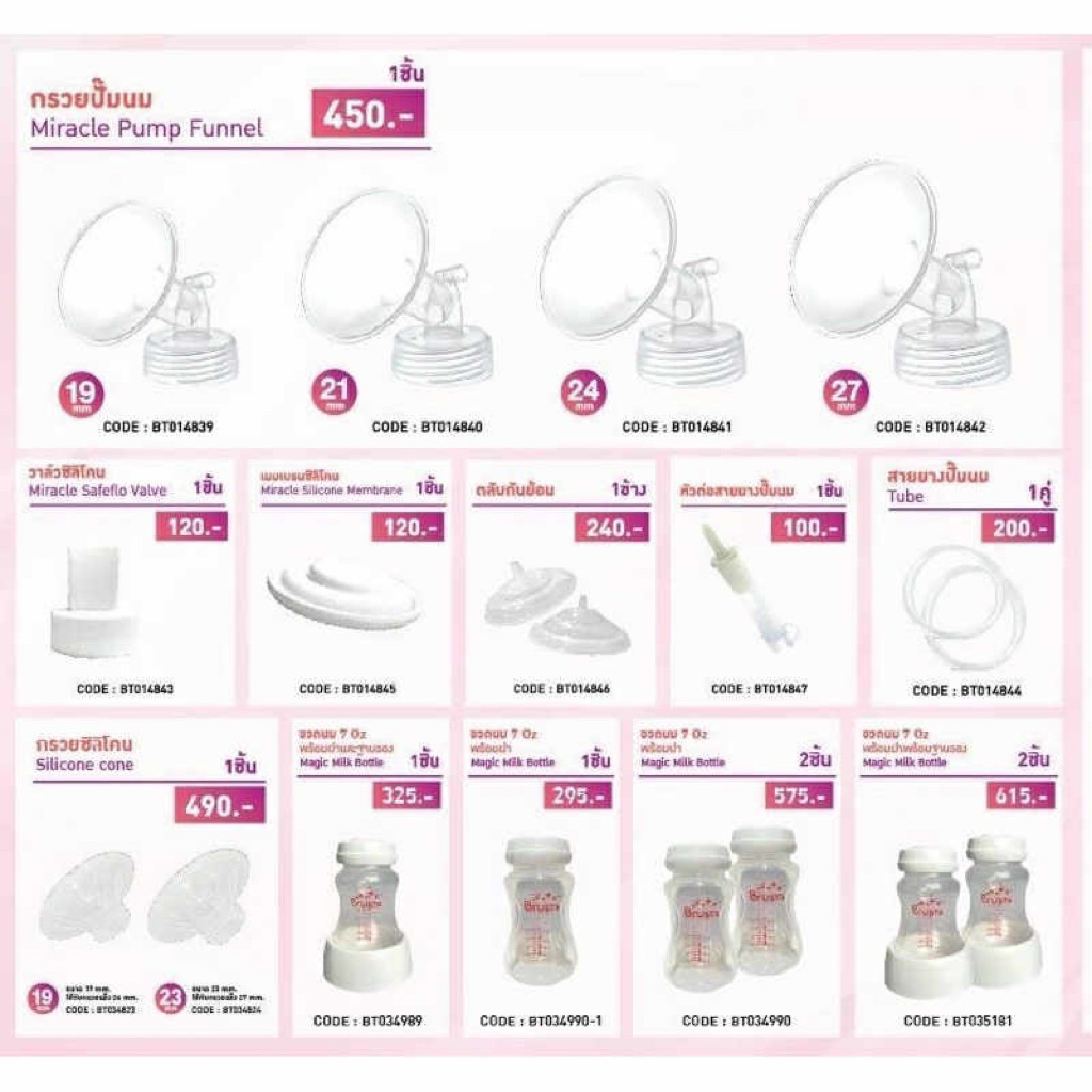 กรวยปั๊มนม Brusta (Miracle Pump Funnel)อุปกรณ์ อะไหล่ Brusta