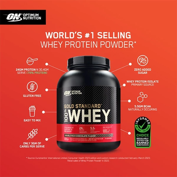 Optimum Nutrition Gold Standard Whey Protein 2 Lbs. เวย์โปรตีนไอโซเลตเป็นส่วนประกอบหลัก thumbnail 8
