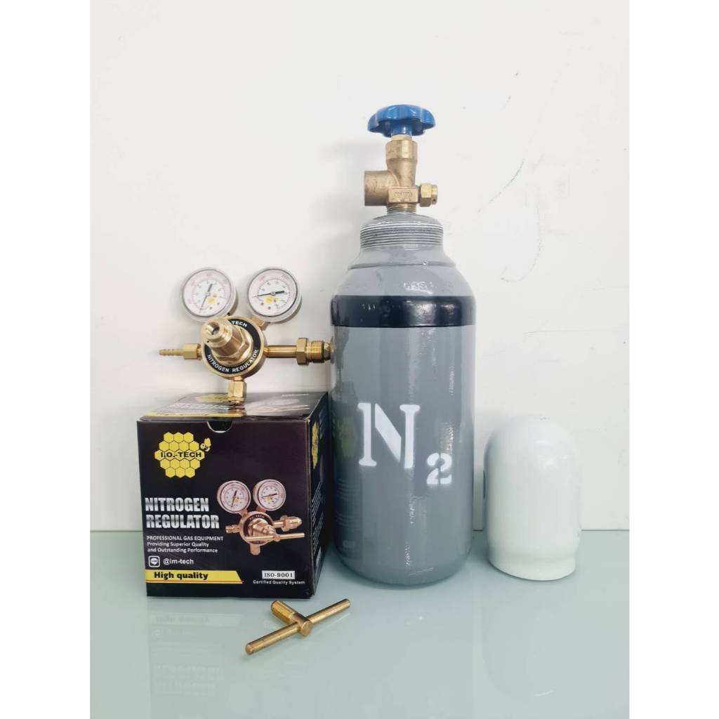 ถังไนโตรเจน 0.5 Q พร้อม เกจ์ NITROGEN  IO-TECH 210 bar(เกจ์ IO-TECH/ถังNITROGEN 0.5Q)