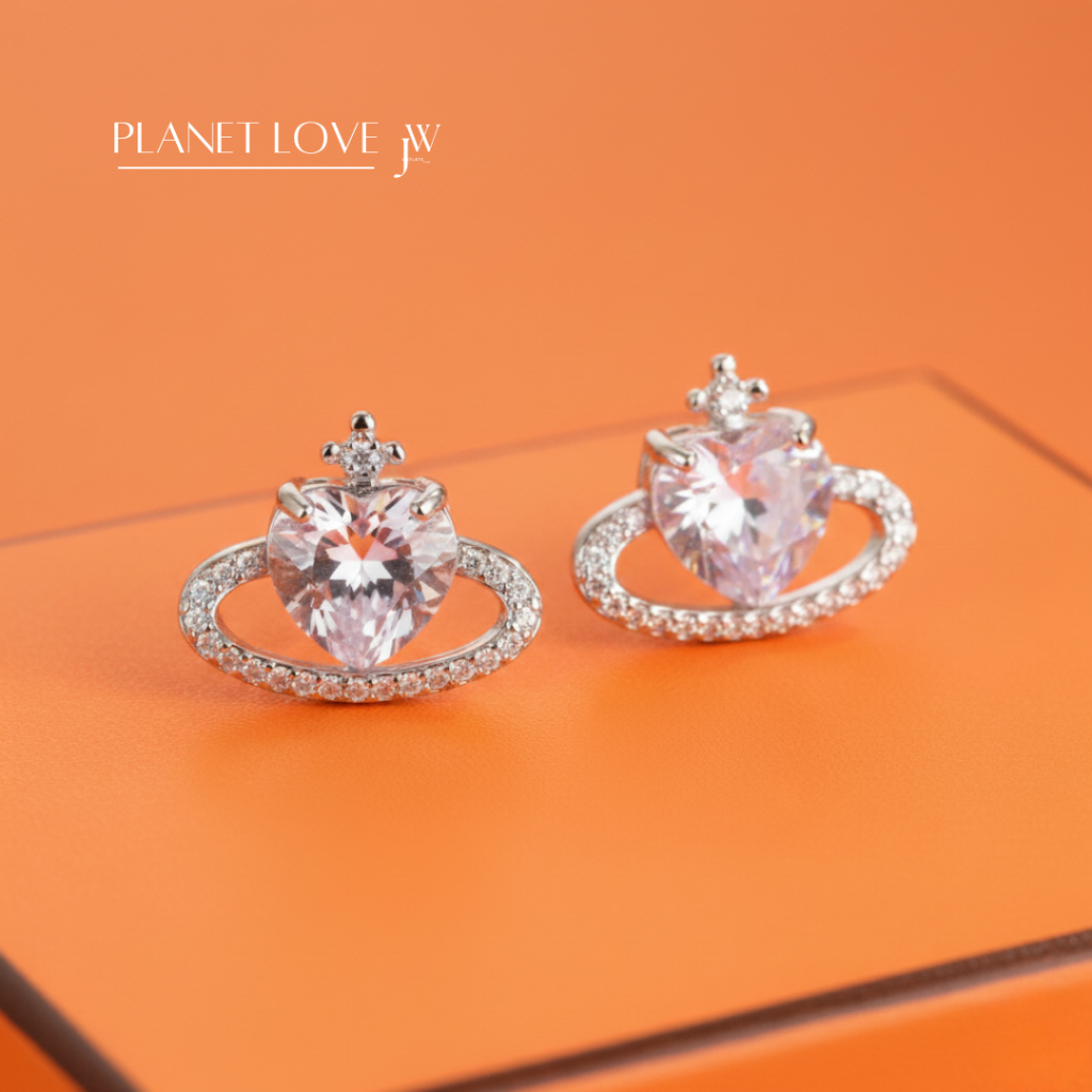 OUTLETS ล้างสต็อกจากโรงงานตรง✨ต่างหู Planet Love ต่างหูเพชร ต่างหูแฟชั่น Valentine ของขวัญ