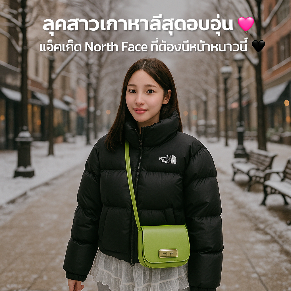 🇰🇷The North Face White Label Nuptse Jacket Black/1996 Retro Nuptse  รุ่นฮิต สไตล์สาวเกาหลี สีดำสุดคล