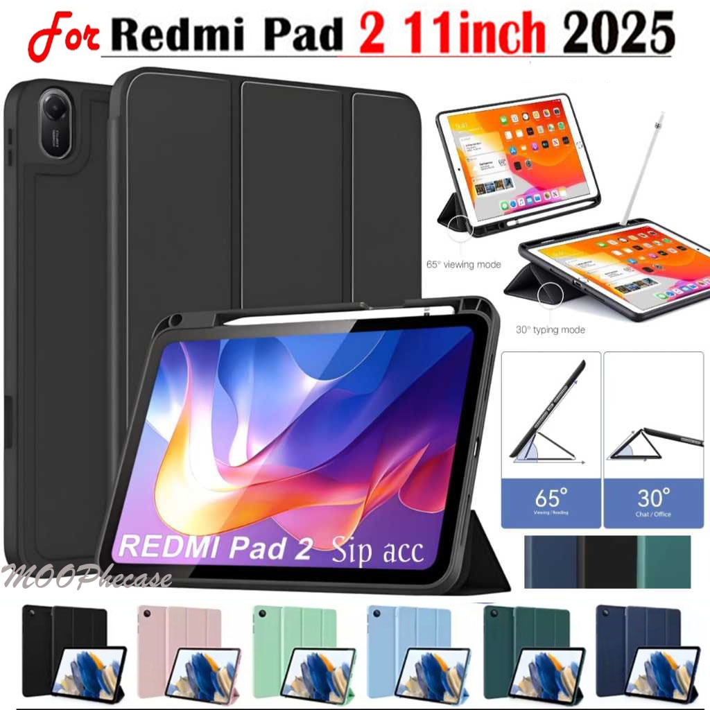 เคสฝาพับ สําหรับ Xiaomi Redmi Pad 2 9.7 2026 Pad 2 11 นิ้ว 2025 Redmi Pad SE 8.7 11 Redmi Pad mini 8.8 มีช่องใส่ปากกา
