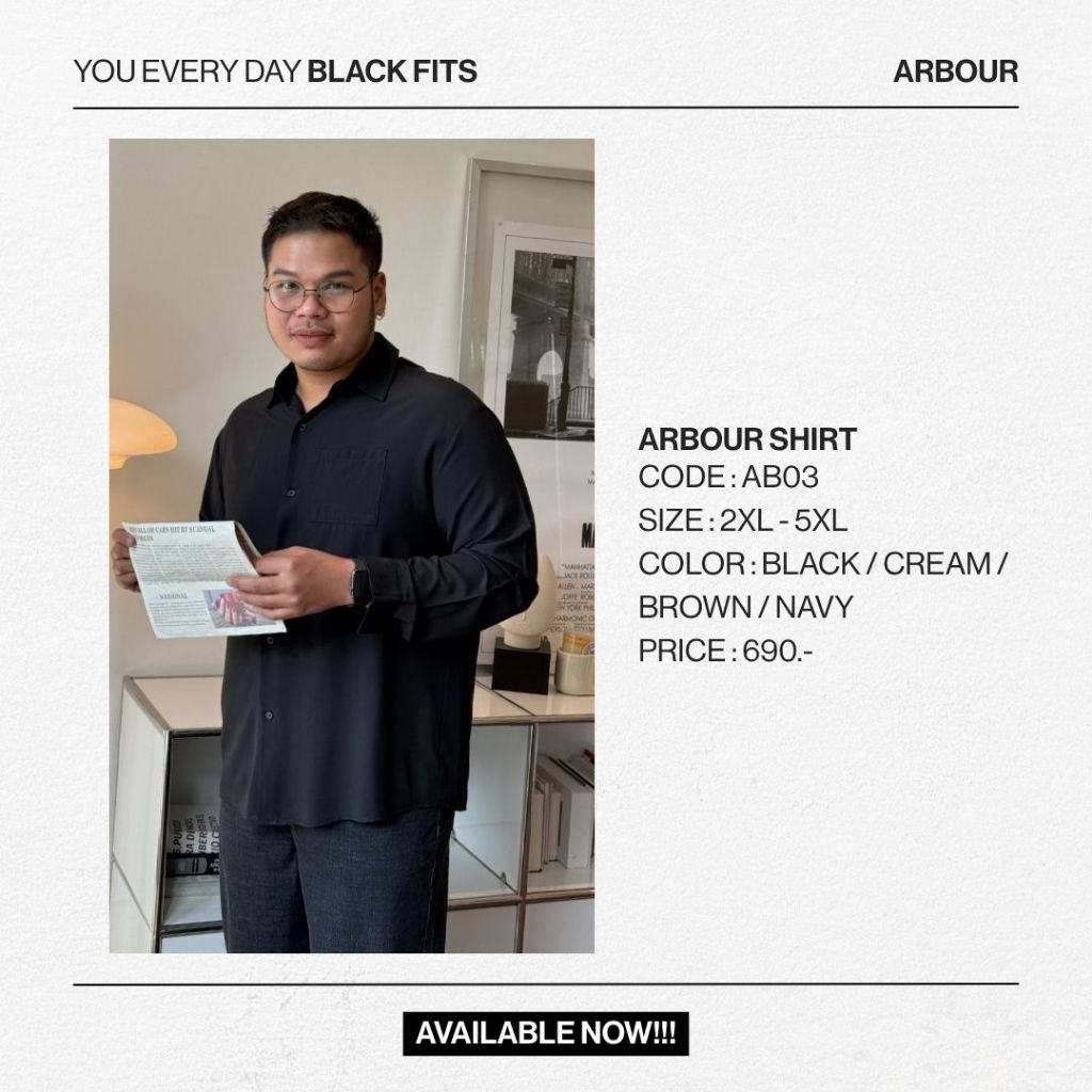 ARBOUR | เสื้อเชิ้ตแขนยาว Plus size เสื้อเชิ้ตแขนยาวไซส์ใหญ่ 2XL-5XL (รหัส : AB03)