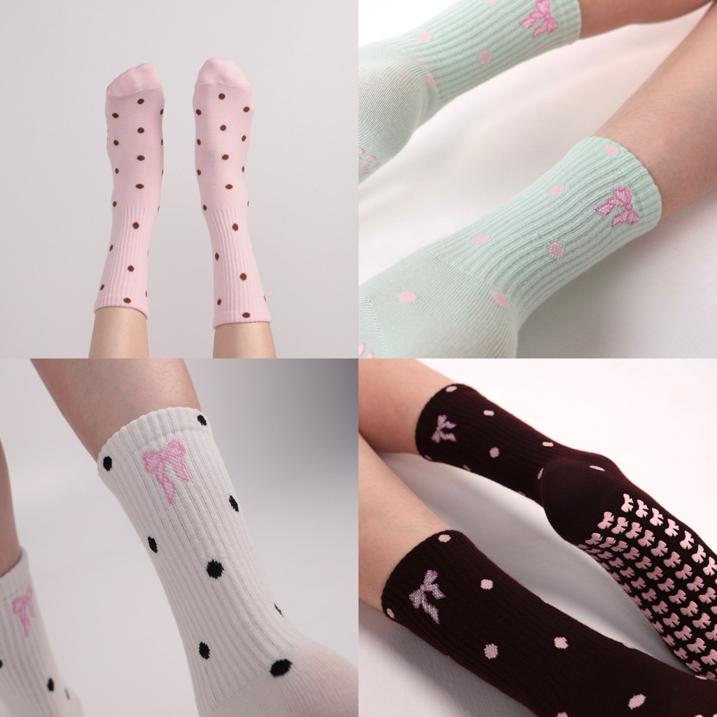 Polka dot - Grip socks ถุงเท้ากันลื่น ถุงเท้าพิลาทิส