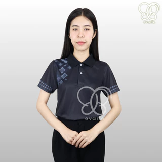 Evarie Shirt Shop เสื้อโปโลสีดำ ลายพฤกษา 4 แบบ ไม่มีตรา กรมการปกครอง สาธารณสุข อปท เสื้อดำ ลายพฤกษา