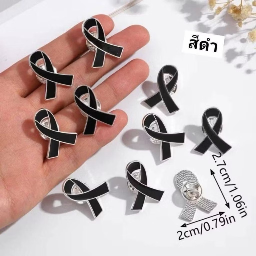 xd1199_shop เข็มกลัด โหล12ชิ้น วัสดุโลหะผสม สำหรับไว้อาลัย เข็มกลัดโบว์ สีดำ แบบหมุด ใช้ได้ทุกเพศ A9