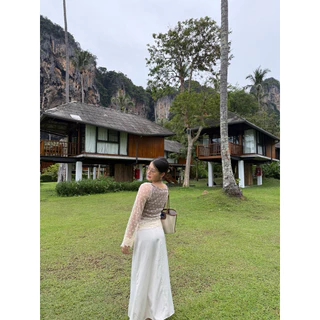 M209- เสื้อซีทรูแขนยาวลูกไม้สุดหวาน ดีเทลเนื้อผ้าตาข่ายจุด พร้อมฟองน้ำในตัว