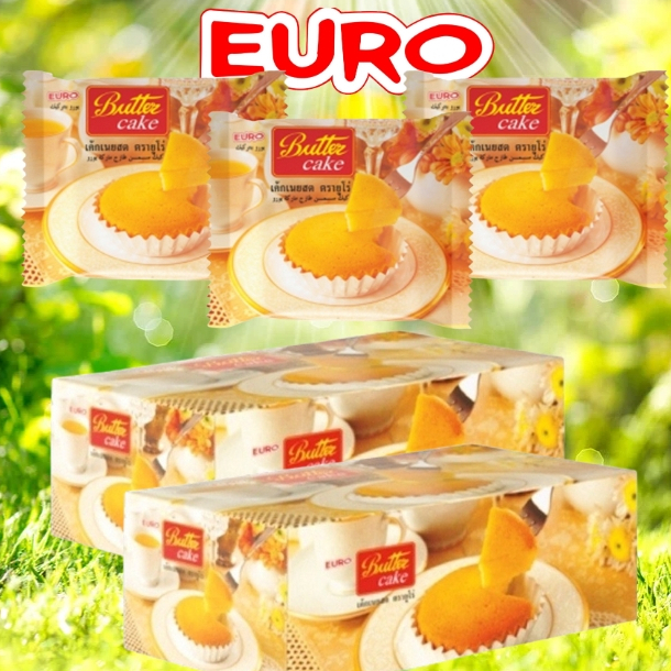 ยูโร่ บัตเตอร์เค้ก Euro butter cake เค้กเนยสด กินเล่น รองท้อง ขนมเค้ก กินคู่กับนม กาแฟ ขนมปัง เค้กเนยสด (1 กล่อง 4 ซอง)