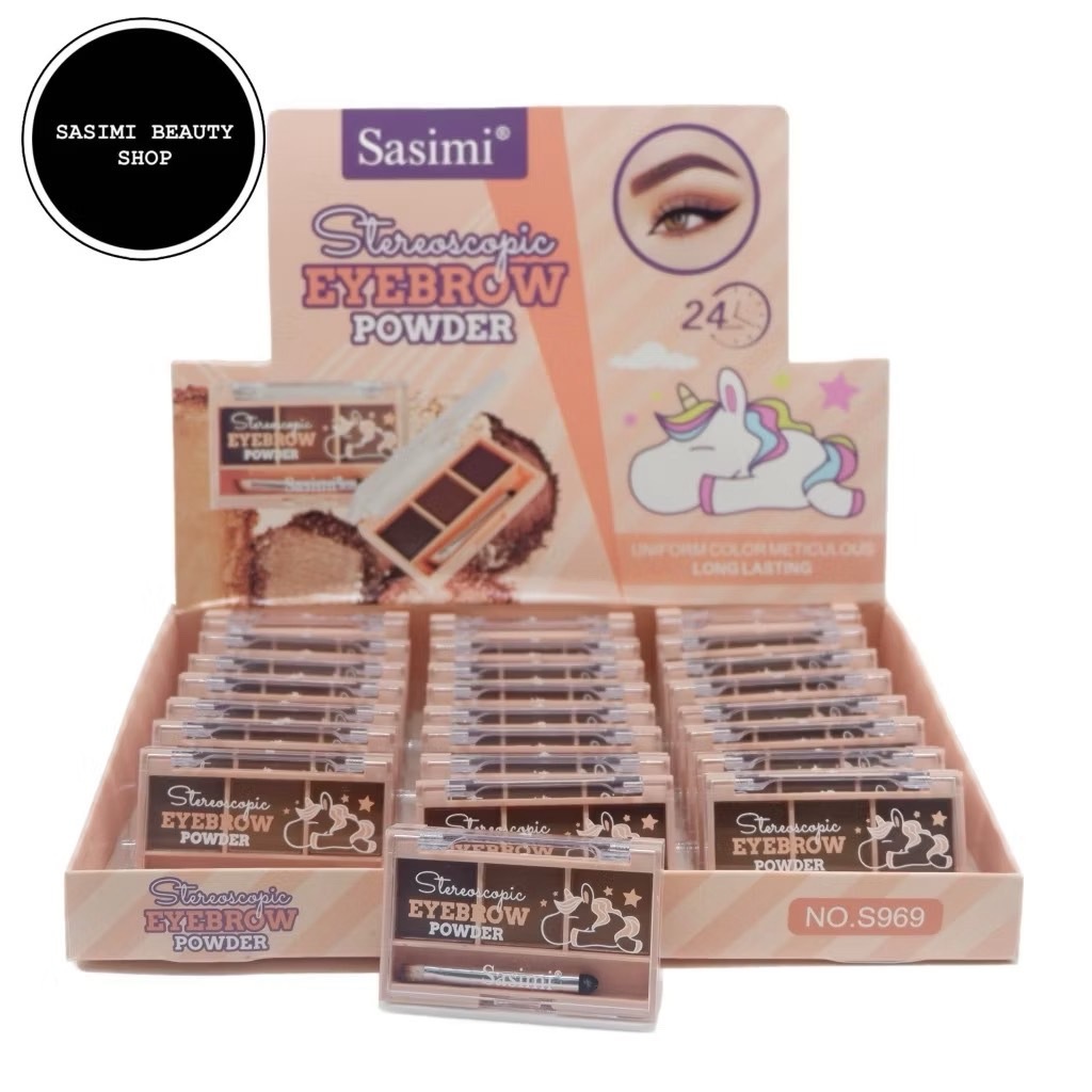 S-969 👉ขายยกกล่อง 1 กล่อง 24 ชิ้น👈 SASIMI Unicorn Eyebrow Powder พาเลทเขียนคิ้ว แบบฝุ่น  butterfly.m